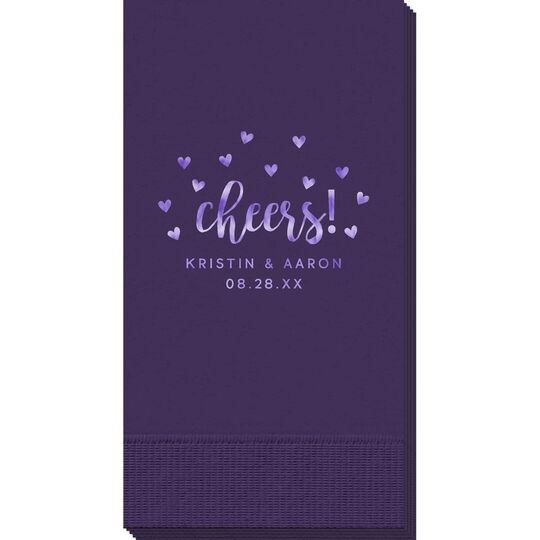 Confetti Hearts Cheers Guest Towels